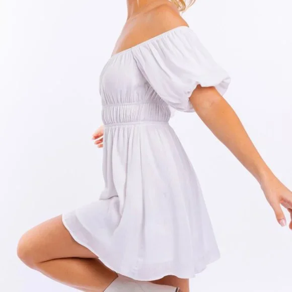 ❌SOLD OUT❌ ALL YOURS WHITE OFF SHOULDER DRESS - Picture 2 of 3